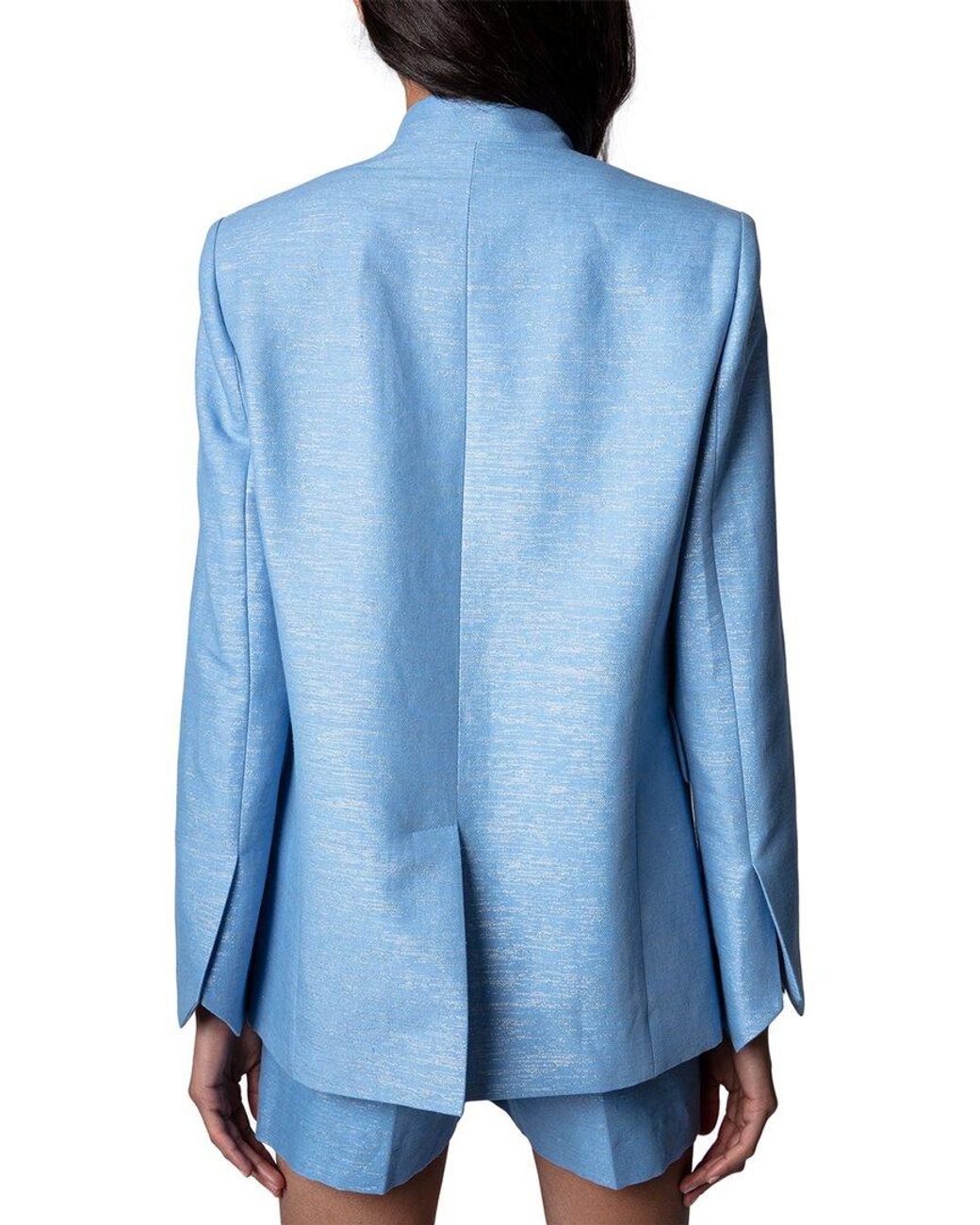 Zadig & Voltaire Very Lin Sparkle Linen-blend Blazer in Blue | Lyst
