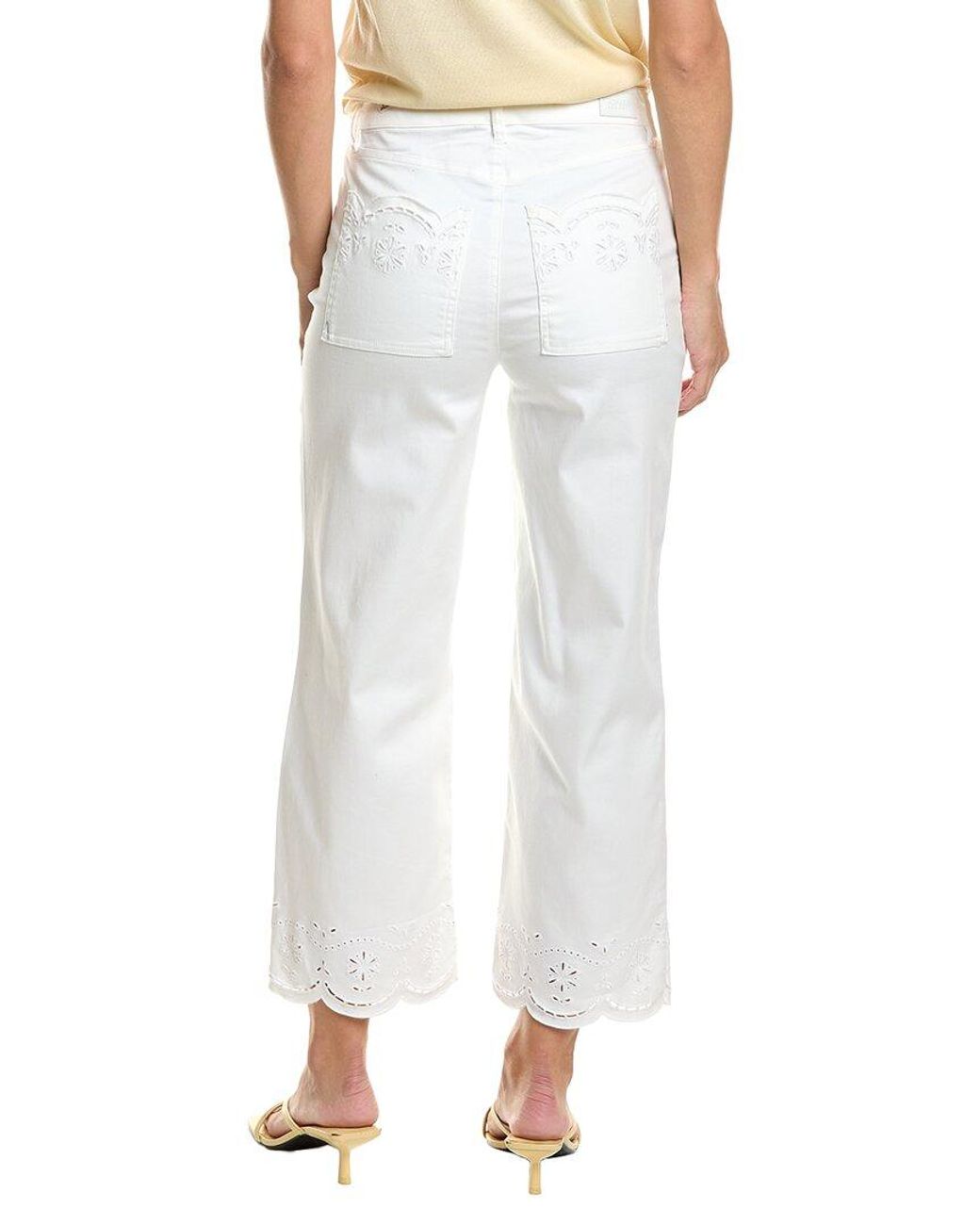 Jones New York White Lexington High-Rise Wide Leg Crop Jean