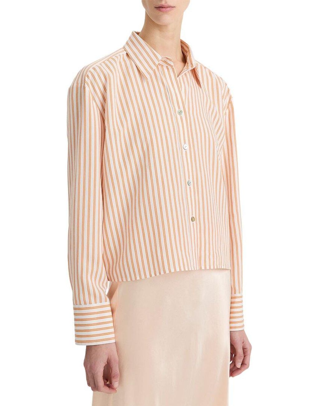 Vince Natural Till Stripe Cropped Button Shirt
