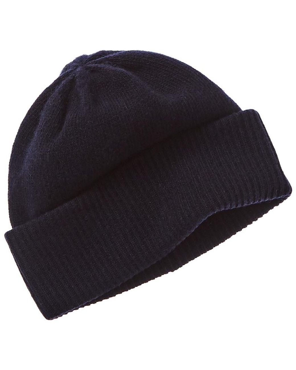 Portolano Blue Folded Cuff 100% Cashmere Beanie for men
