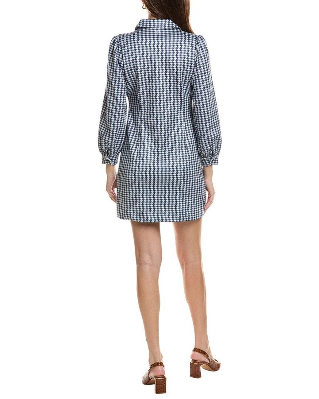 tyler boe Blue Melanie Knit Houndstooth Dress
