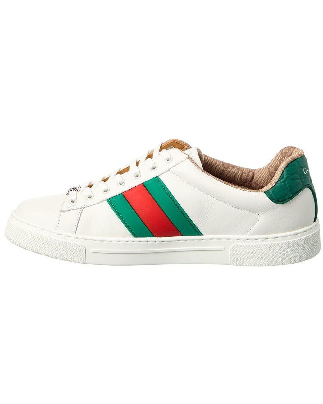 Gucci White Sneaker With Web Detail Calf Trainers for men