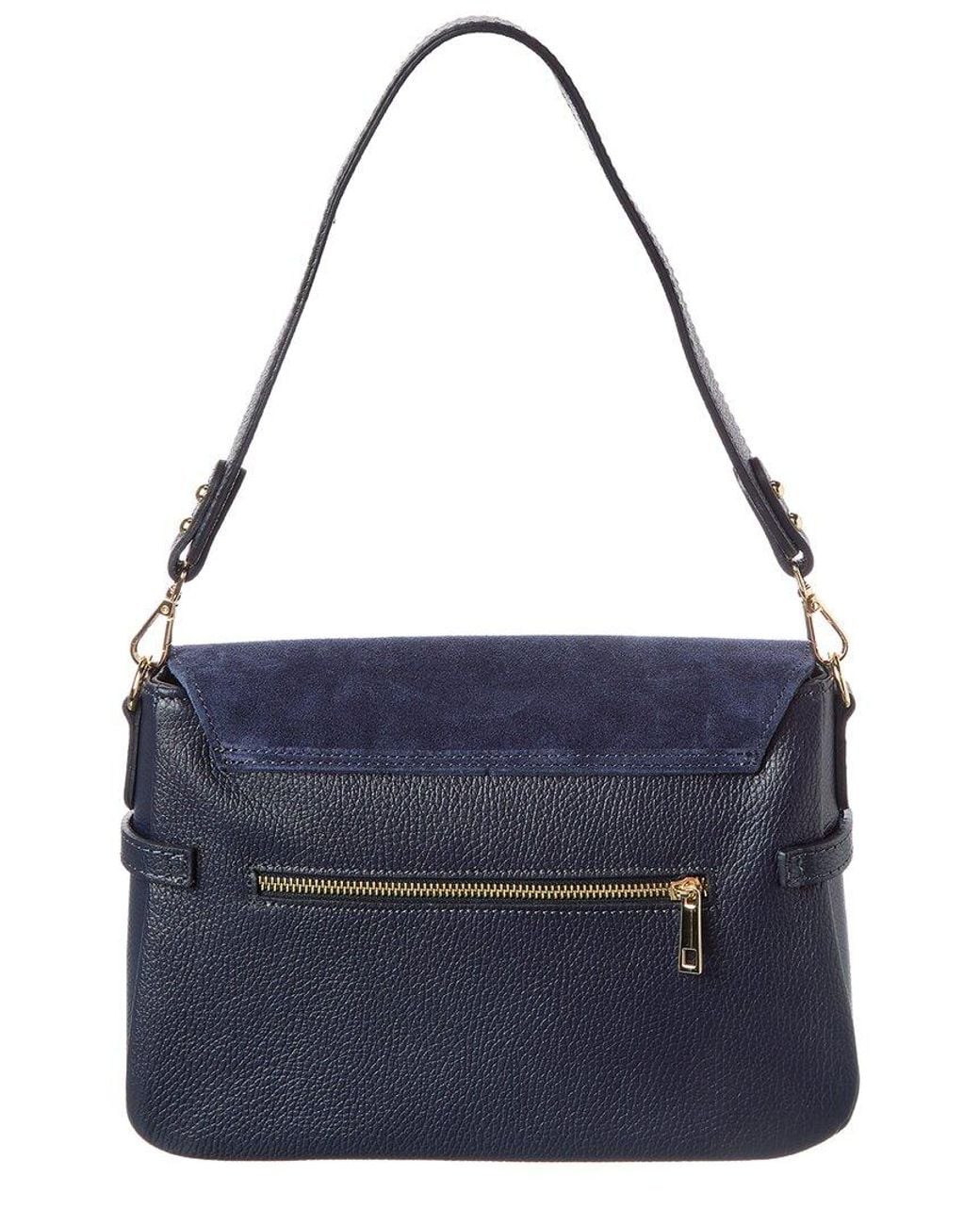 Isabella Rossetti Blue Greta Suede & Leather Handbag