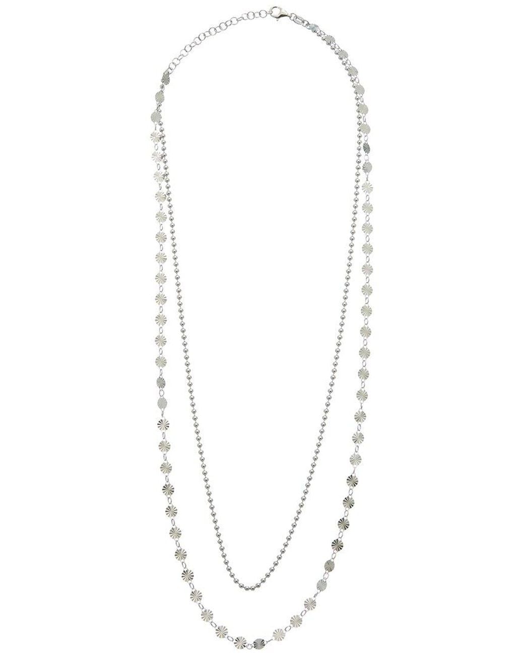 Italian Gold Over Silver White 18K Plated Multi Strand Necklace