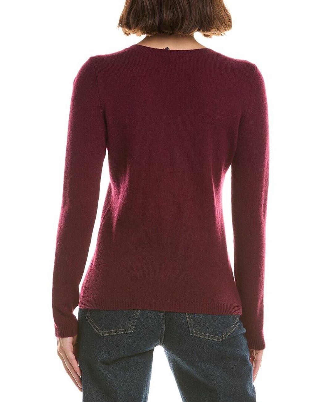 Forte Red Basic V-Neck 100% Cashmere Pullover