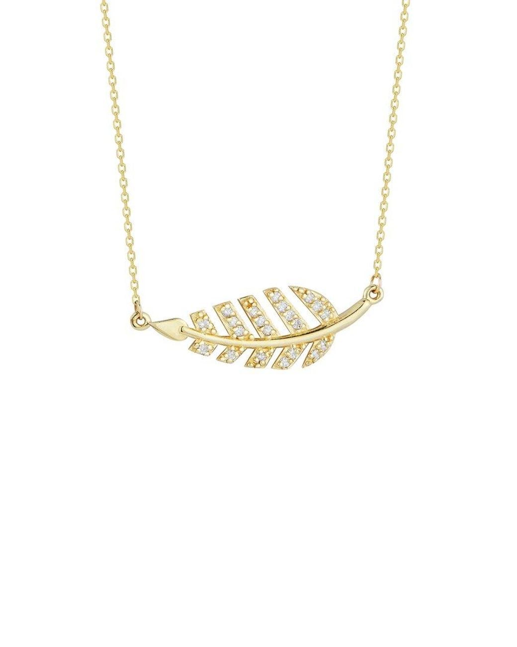 Ember Fine Jewelry Metallic 14k 0.13 Ct. Tw. Diamond Leaf Necklace