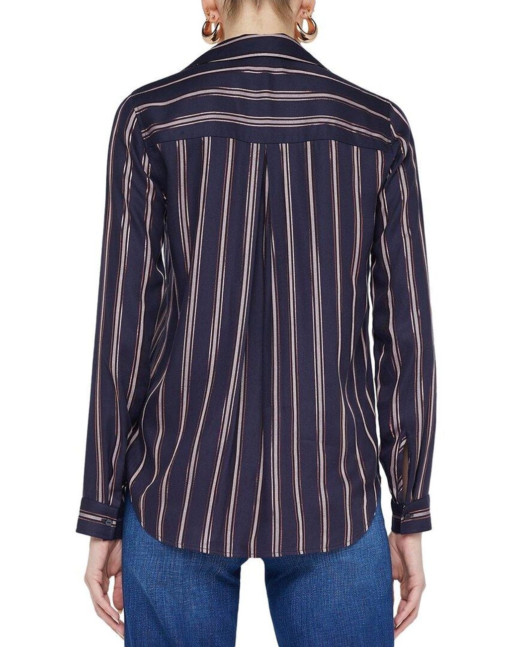 L'Agence Blue Holly Multi-Striped Blouse