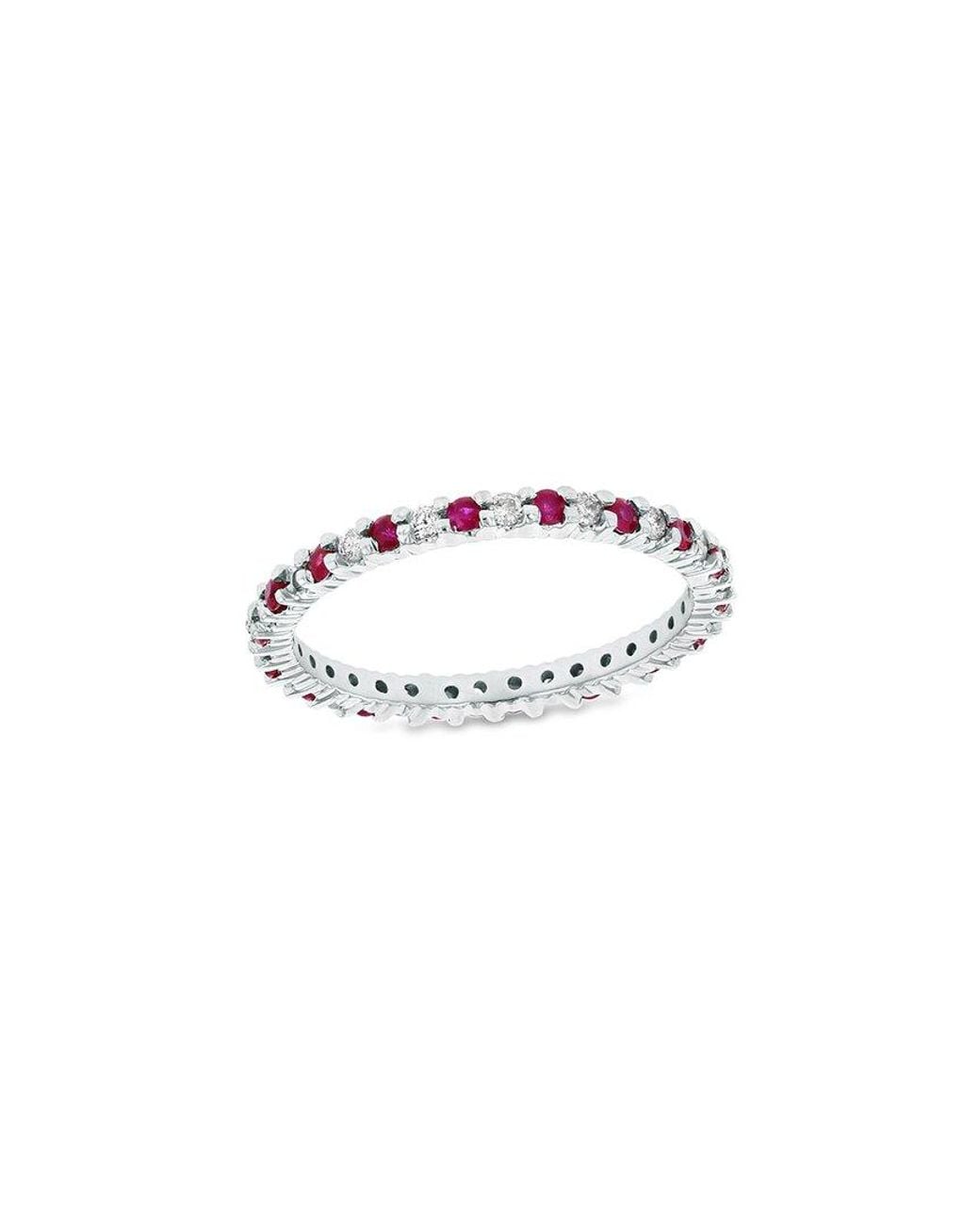 LEVARON White 14K 0.55 Ct. Tw. Diamond & Ruby Stackable Ring