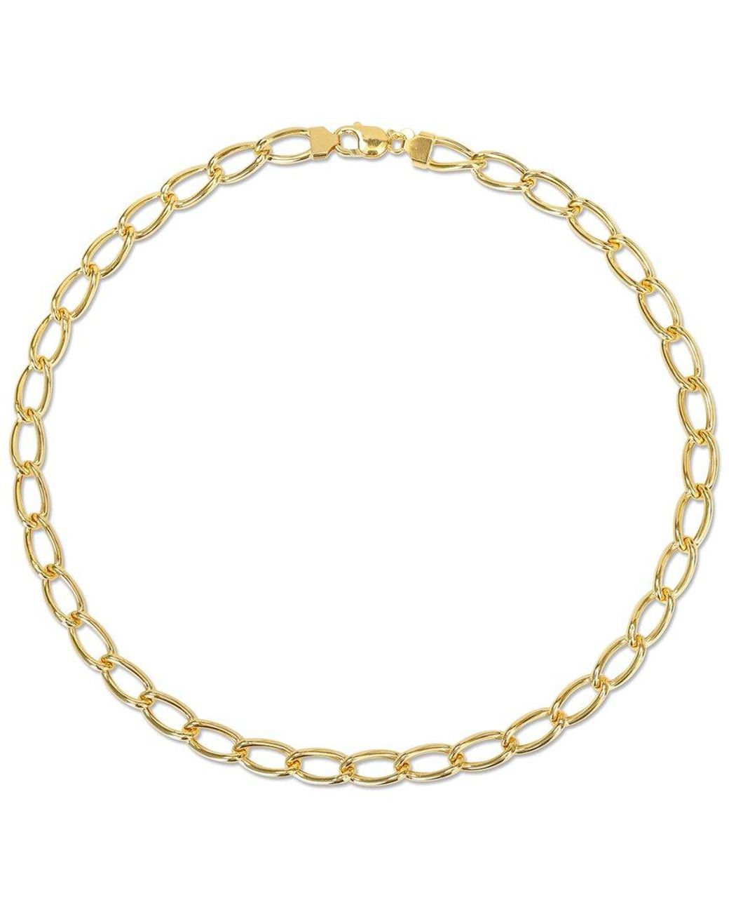 Italian Silver Metallic 18K Over Hollow Link Chain Necklace