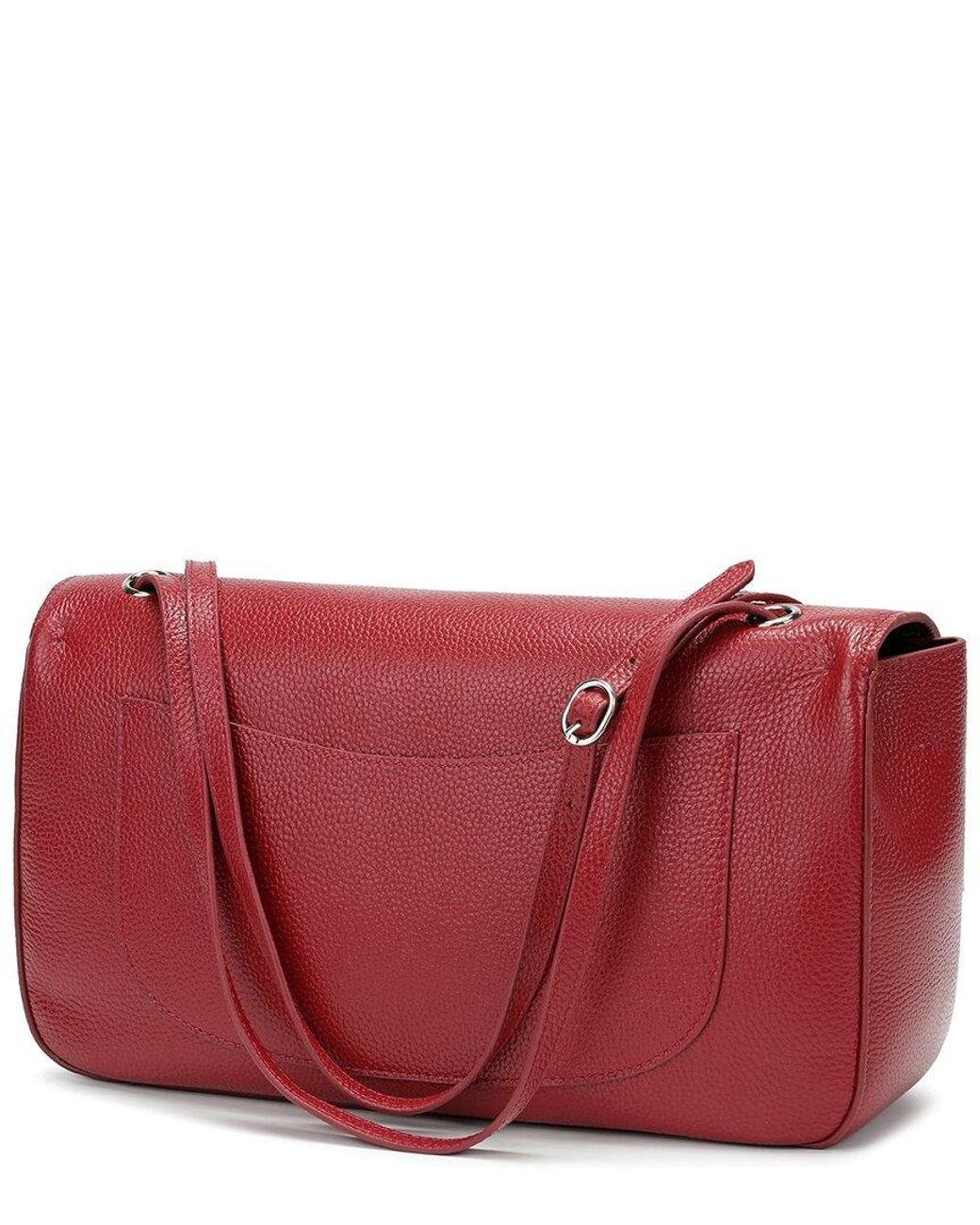 Tiffany & Fred Paris Red Premium Pebbled Leather Turnlock Shoulder Bag
