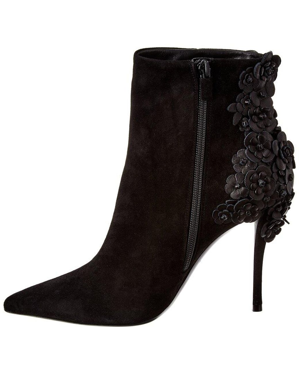 Roger Vivier Black Sin Wallflower Suede & Leather Bootie