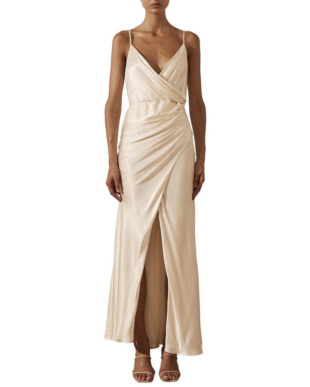 Shona Joy La Lune Cross Draped Maxi Dress in Natural | Lyst UK