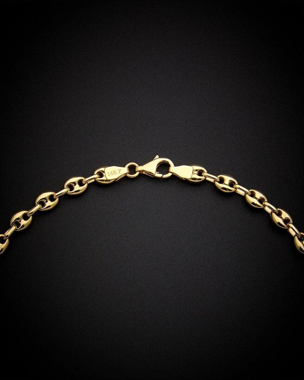 Italian Gold Black 14K Puffed Mariner Necklace