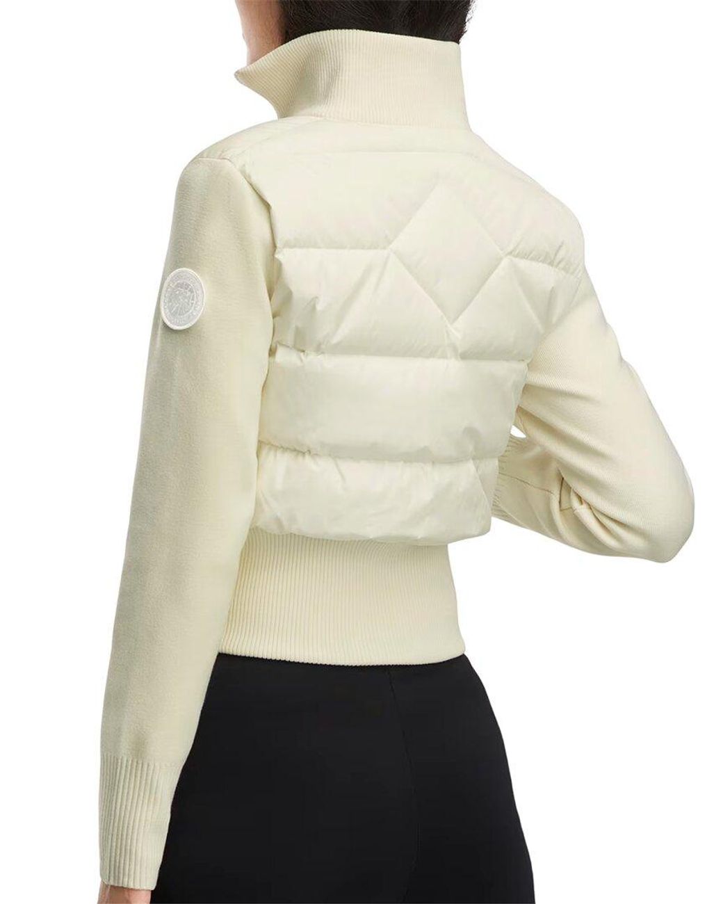 Canada Goose White Hybridge Wide Quilt Knit Down Jacket