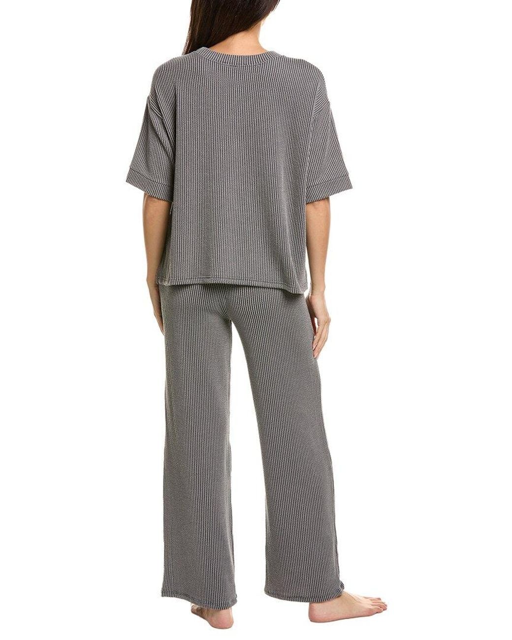 Marion Gray 2Pc Raised Rib T-Shirt & Pant Set
