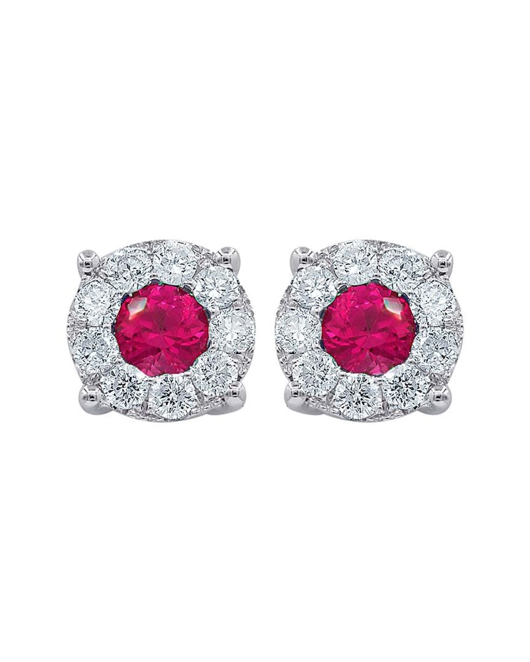 Diana M Pink Fine Jewelry 18k 1.00 Ct. Tw. Diamond & Ruby Studs