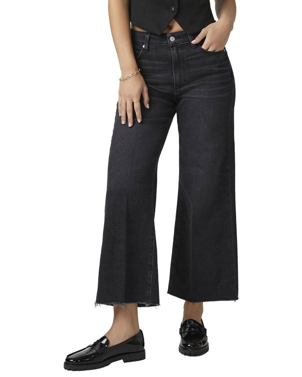 PAIGE Blue Anessa Raw Hem Lotus Jean
