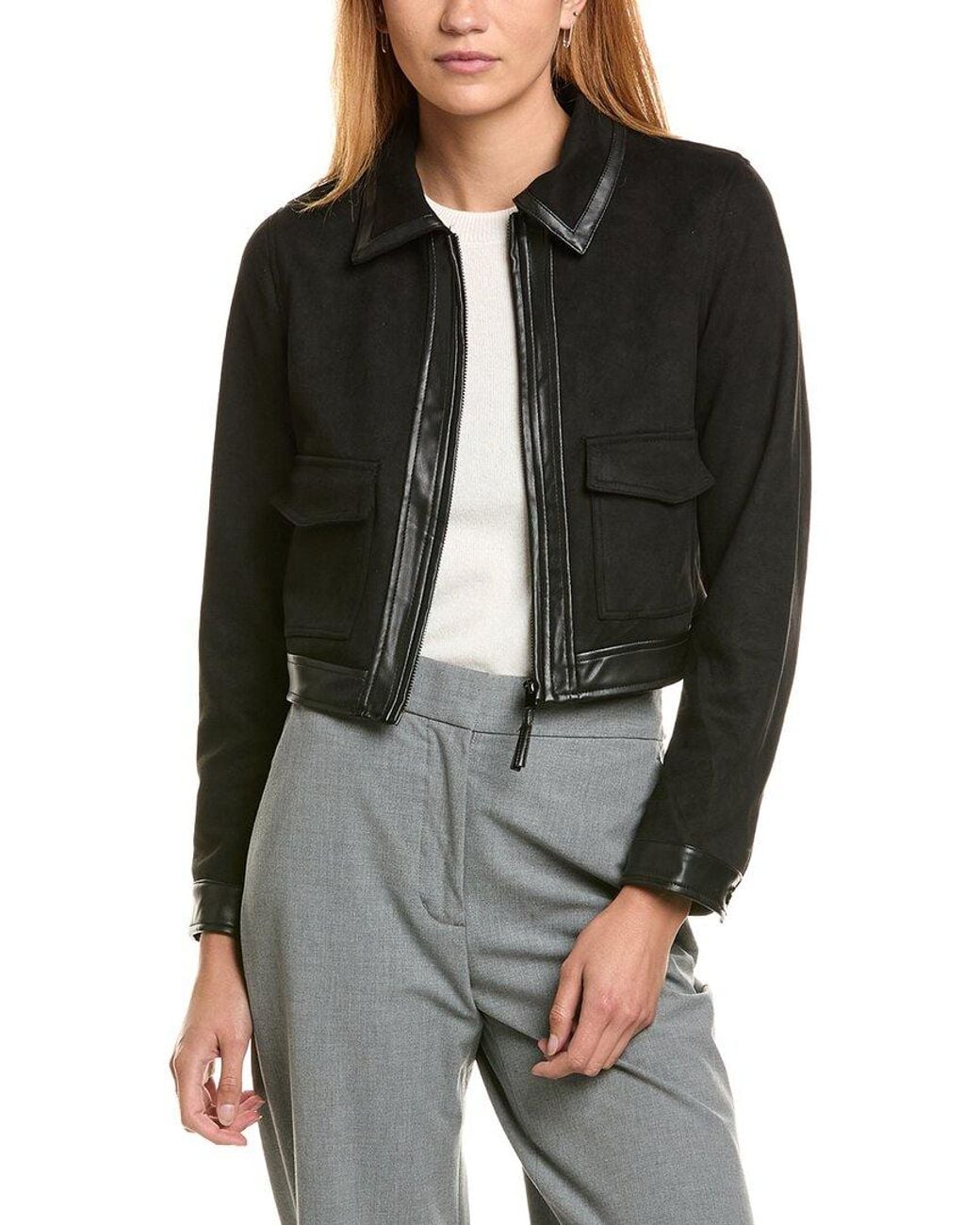 Ellen Tracy Black Zip Front Jacket