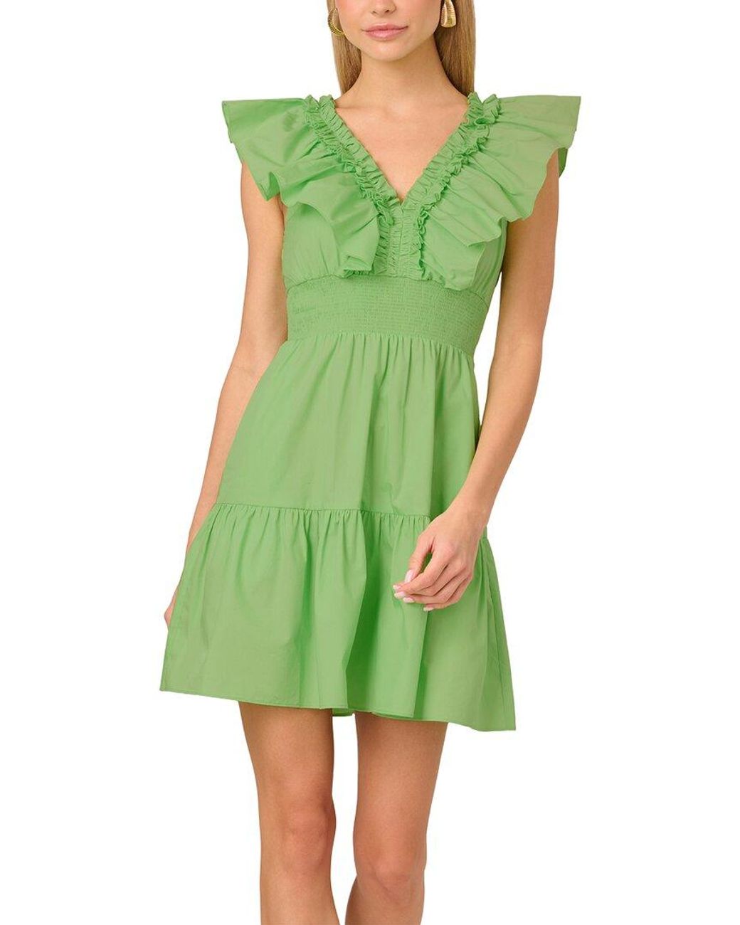 Adrianna Papell Green Flounce Hem Dress