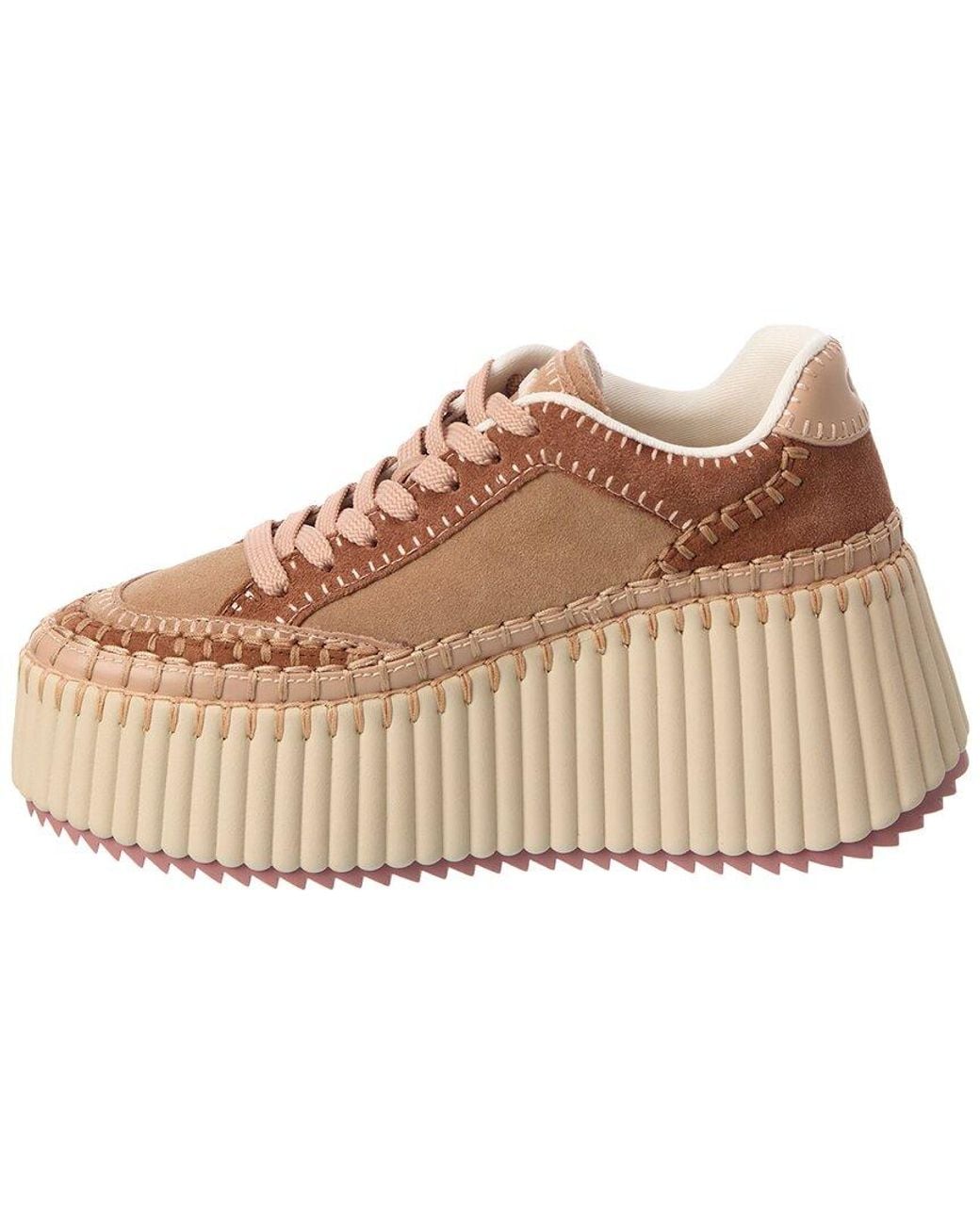 Chloé Natural Nama Suede Wedge Sneaker