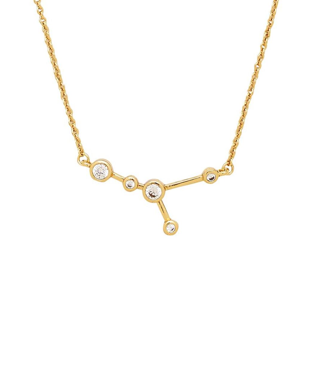 Sterling Forever Metallic When Stars Align Constellation Sign 14K Plated Cz Necklace