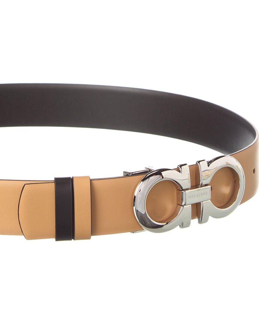 Ferragamo Brown Gancini Reversible & Adjustable Leather Belt