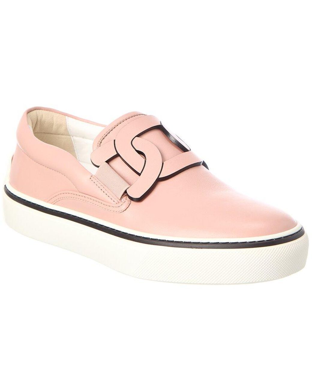 Tod's Pink Cassetta Leather Slip-On Sneaker
