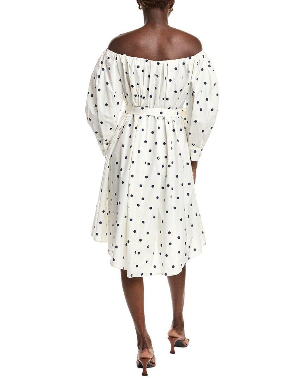 Maje White Off-The-Shoulder Shirtdress