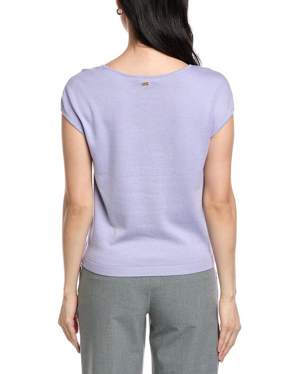 St. John Blue Open Neck Cashmere-Blend Sweater