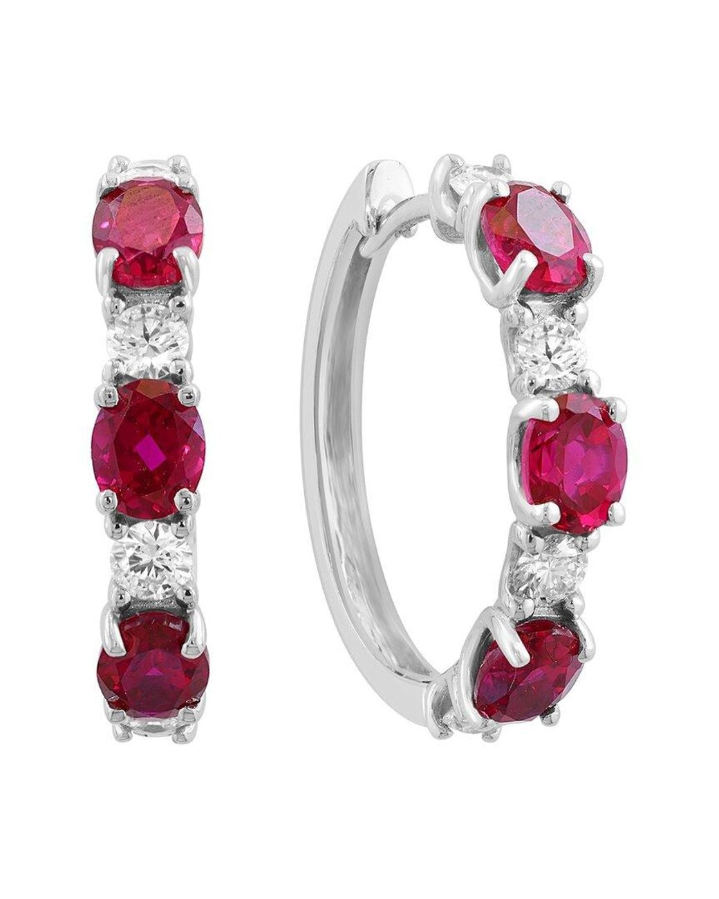 Effy Fine Jewelry Pink 14K 3.06 Ct. Tw. Lab-Grown Diamond & Lab-Grown Ruby Earrings