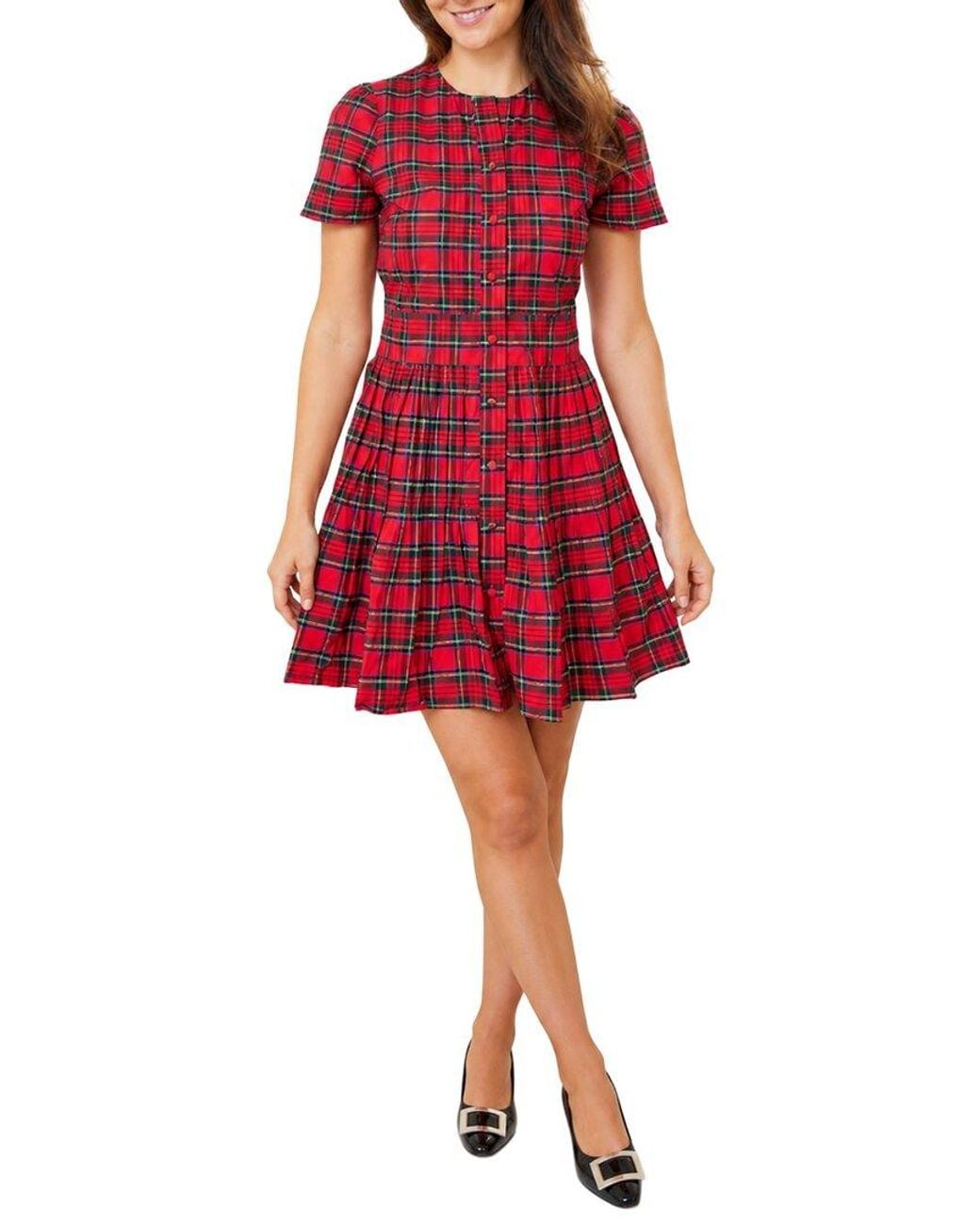 Sail To Sable Red Button Front Dress