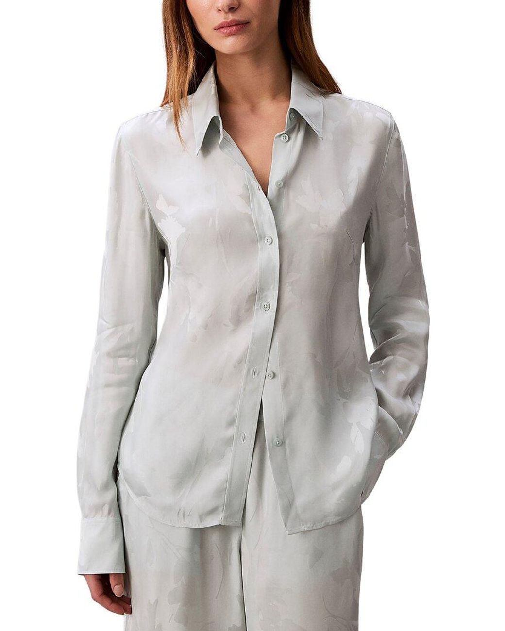 Calvin Klein Gray Jacquard Slim Button-Down Shirt