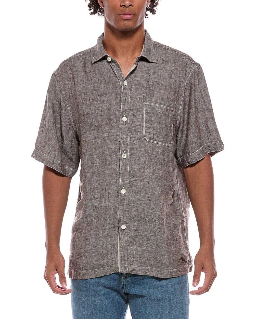 Tommy Bahama Gray Paradise Breezer Linen Shirt for men