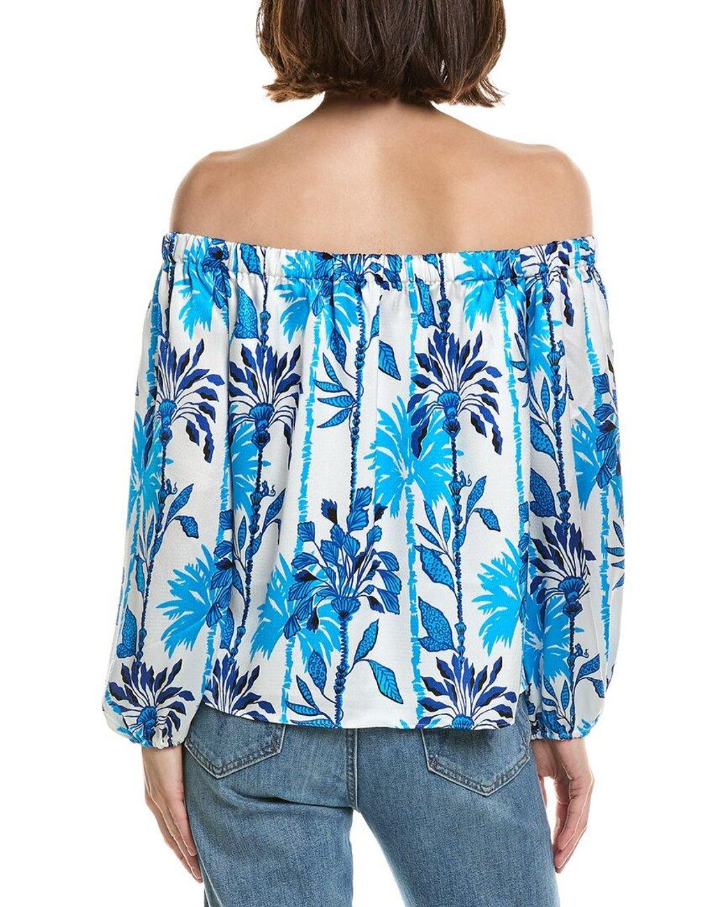 Lilly Pulitzer Blue Elizabethan Off The Shoulder Top