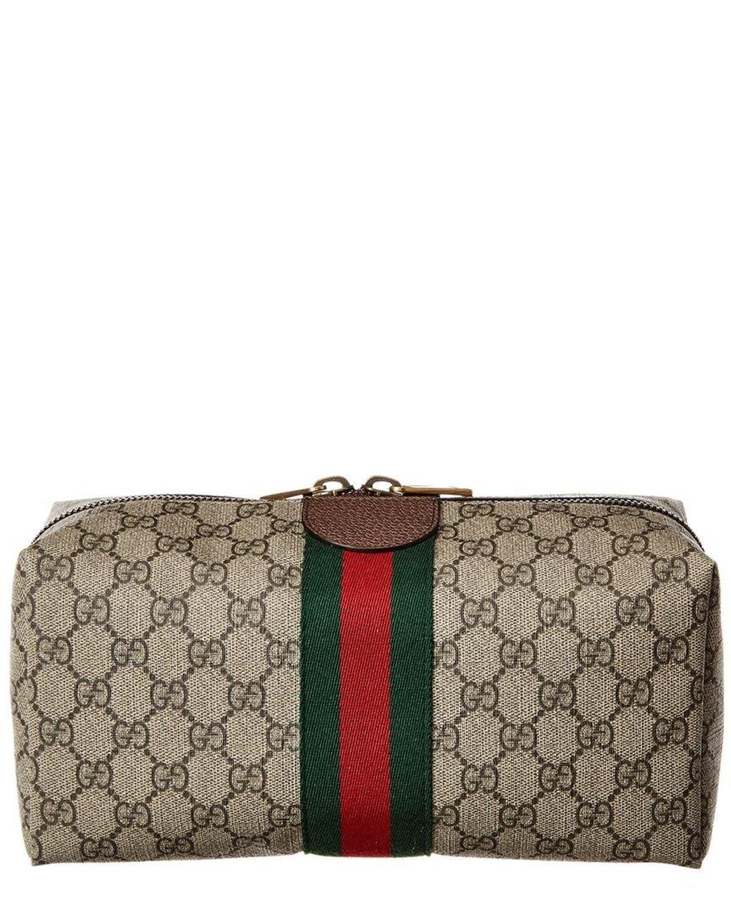 Gucci Gray Ophidia GG Supreme Canvas Toiletry Case