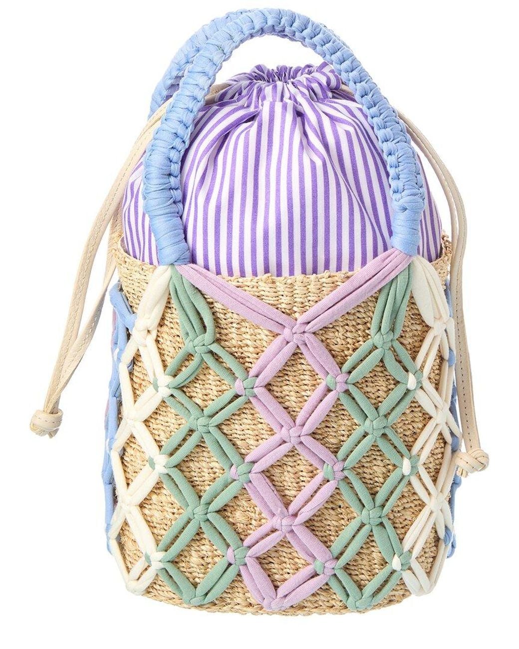 Rafe New York White Michelle Straw Bucket Tote