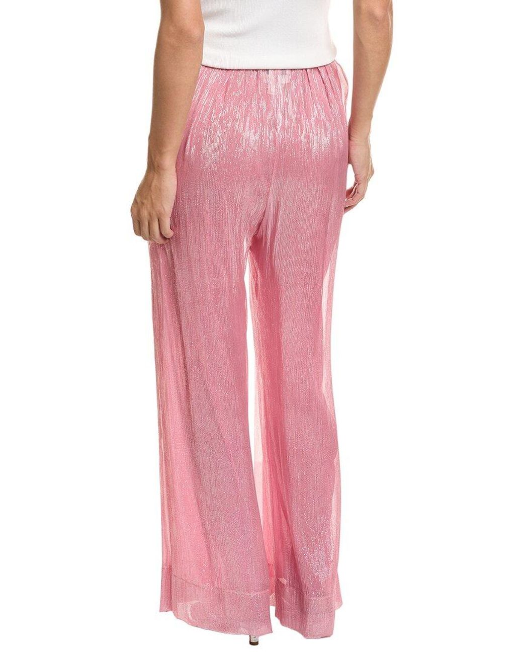 Forte_forte Pink Metallic Silk-Blend Pant