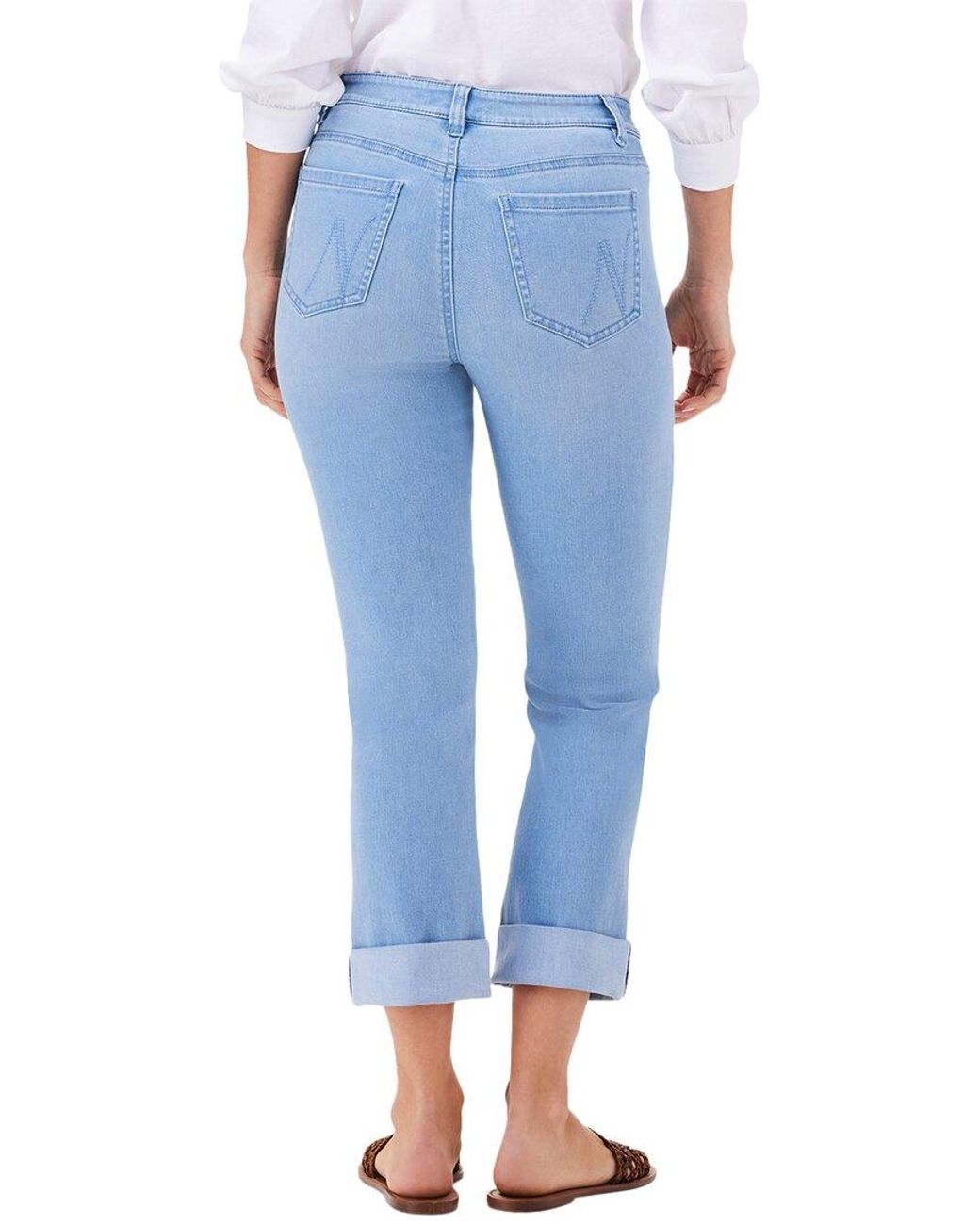 NIC+ZOE Blue Mid Rise Straight Roll Cuff Jean