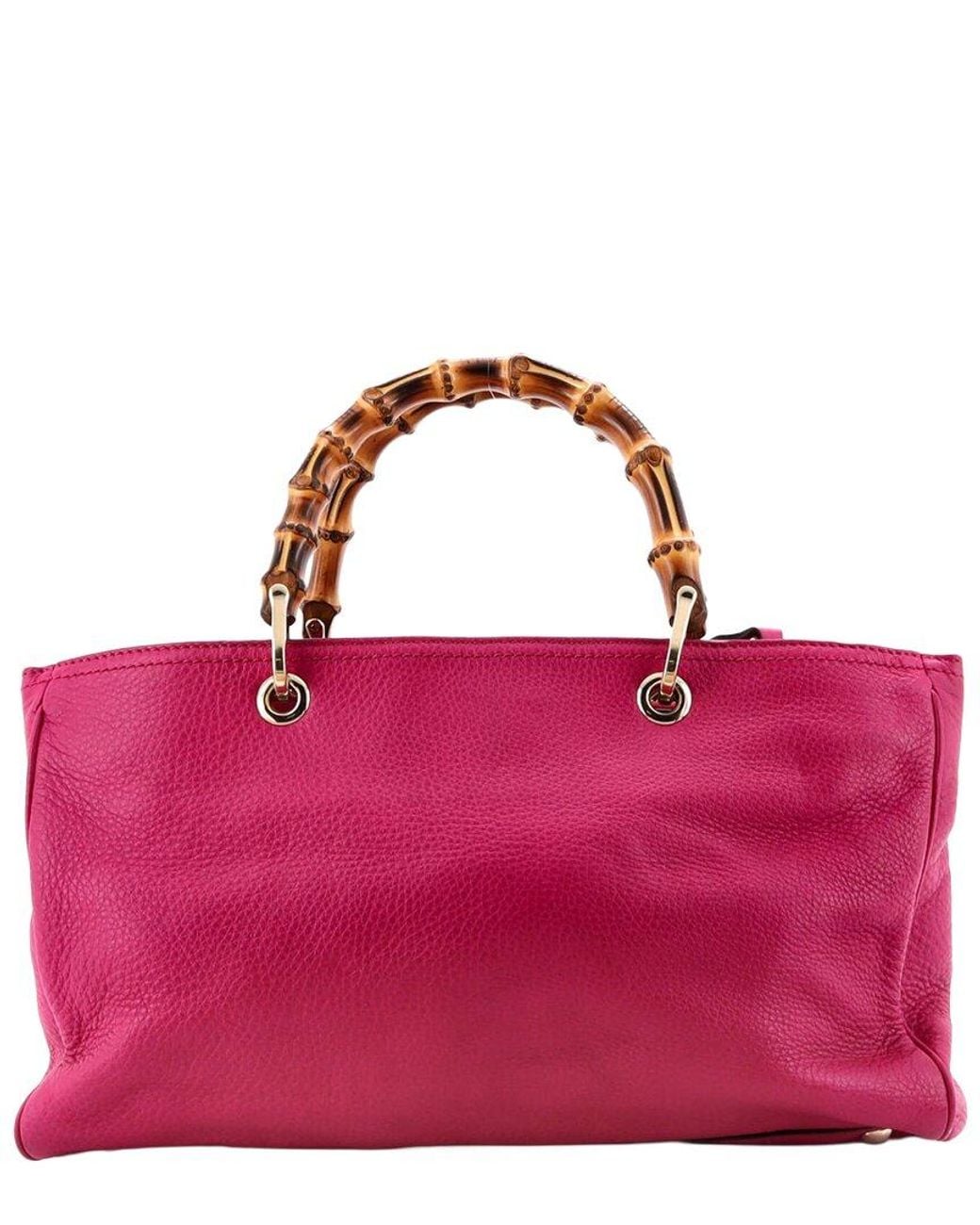 Gucci Purple Leather Bamboo Shopper Tote Medium (Authentic Pre-Loved)