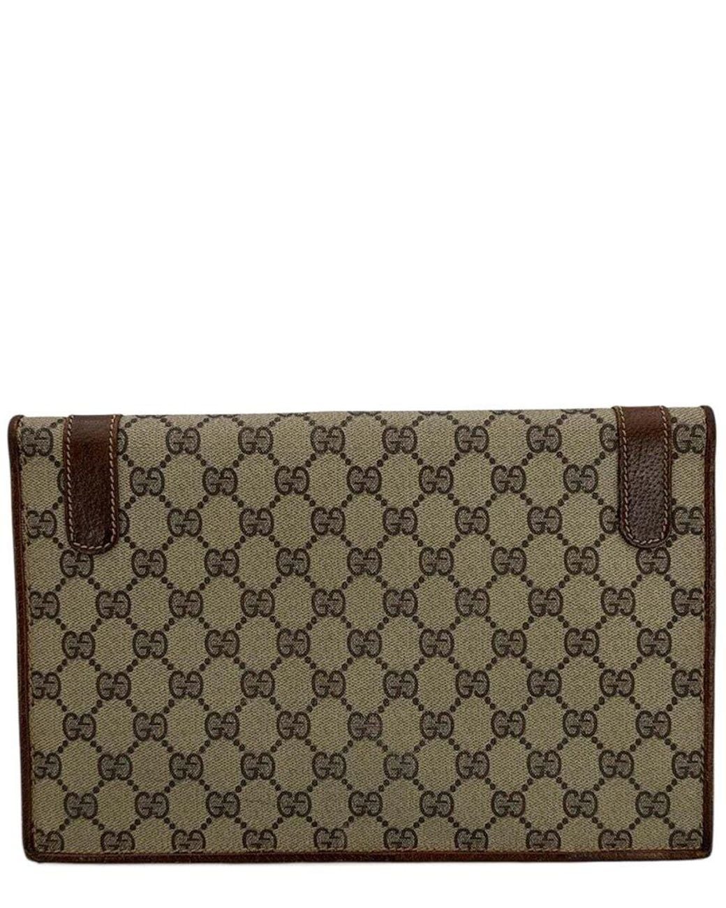 Gucci Brown Cotton Clutch (authentic Pre-loved)