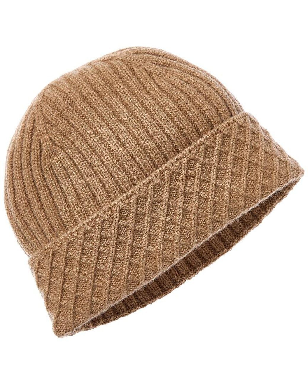 Bruno Magli Natural Diamond Cuff Rib Cashmere Beanie