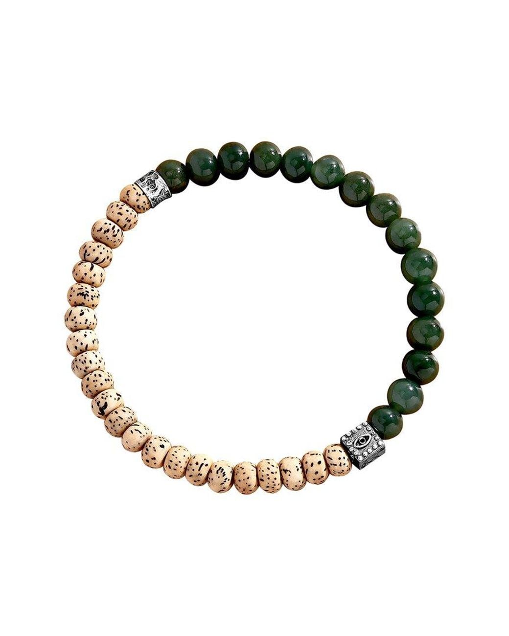 Karma and Luck Black Jade/ Bodhi Seed Bead Stretch Bracelet