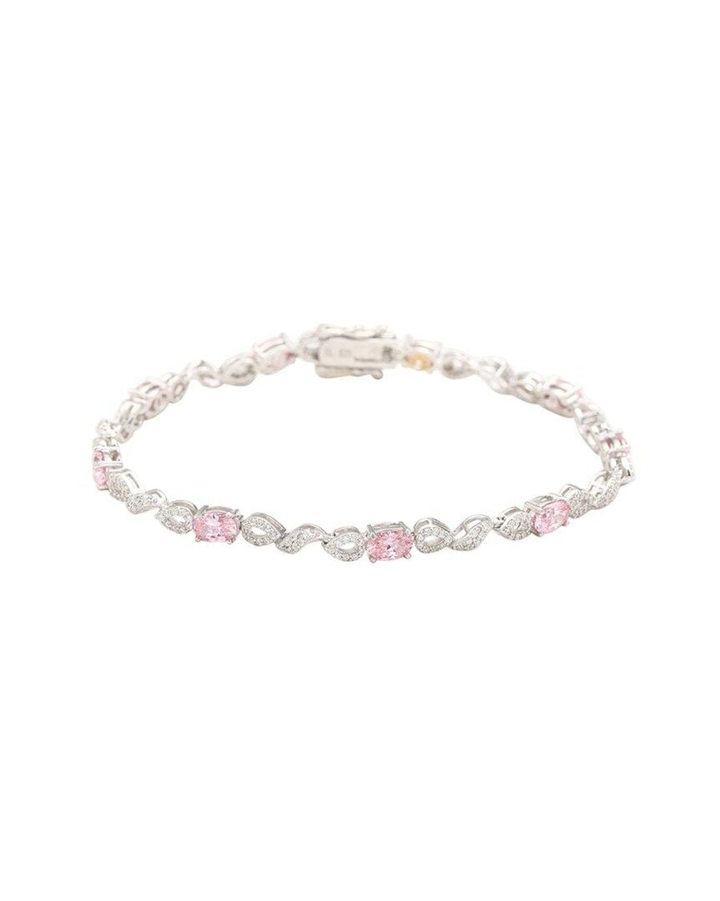 Suzy Levian White Silver 0.02 Ct. Tw. Diamond & Gemstone Bracelet