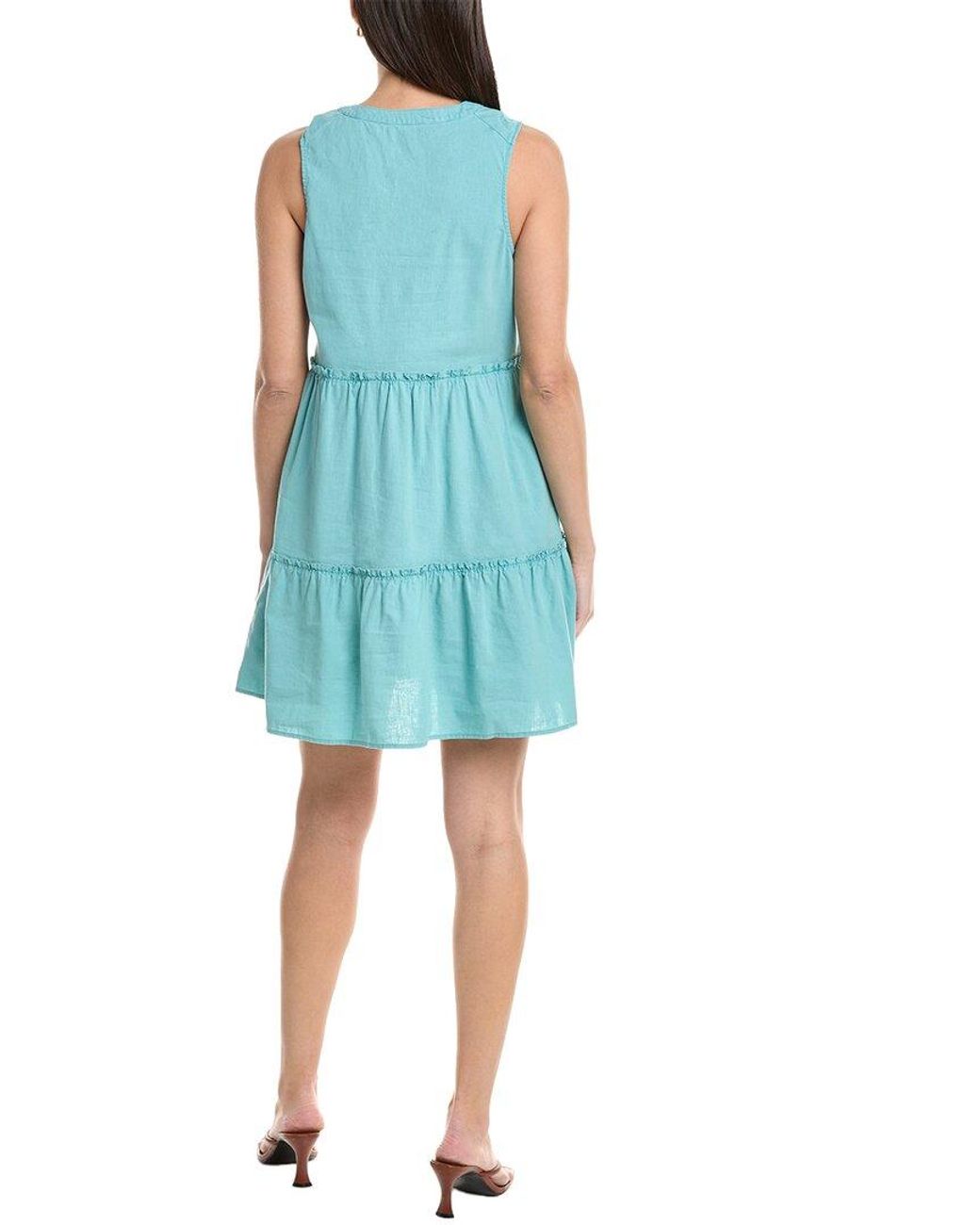 Michael Stars Blue Sandra Linen-Blend Mini Dress