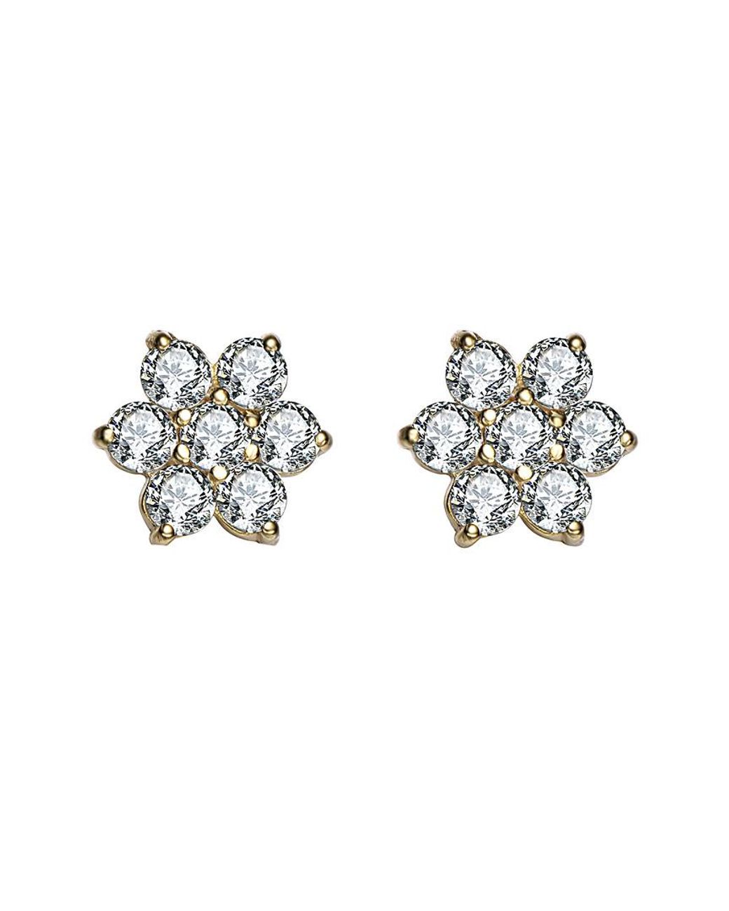 Genevive Jewelry Metallic 14k Over Silver Cz Studs