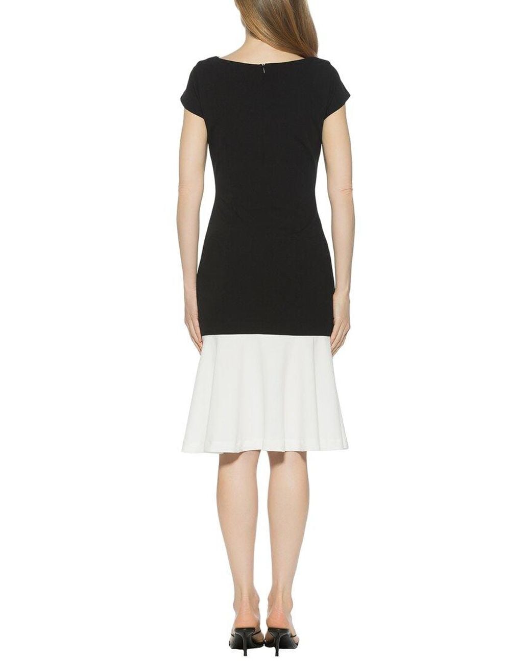 Alexia Admor Black Renata Cap Sleeve Flared Dress