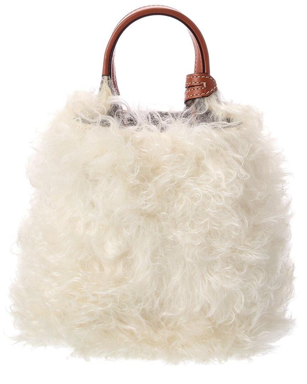 Tod's Natural Tods Shearling & Leather Bucket Bag