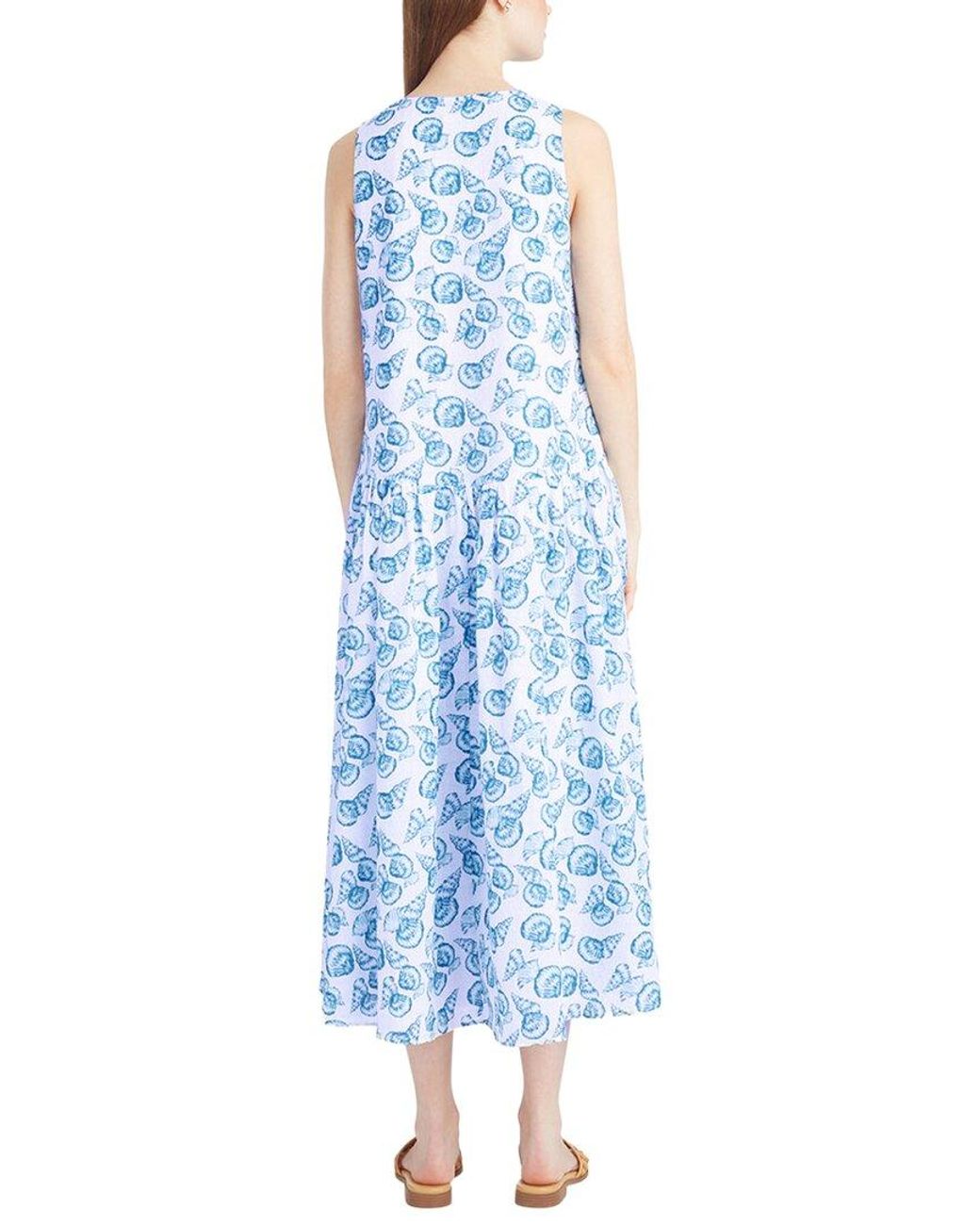 Draper James Blue Skipper V-Neck Midi Dress