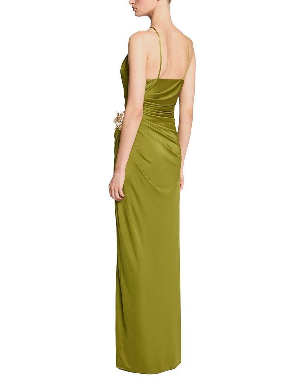 Halston Heritage Green Elin Gloss Jersey Gown