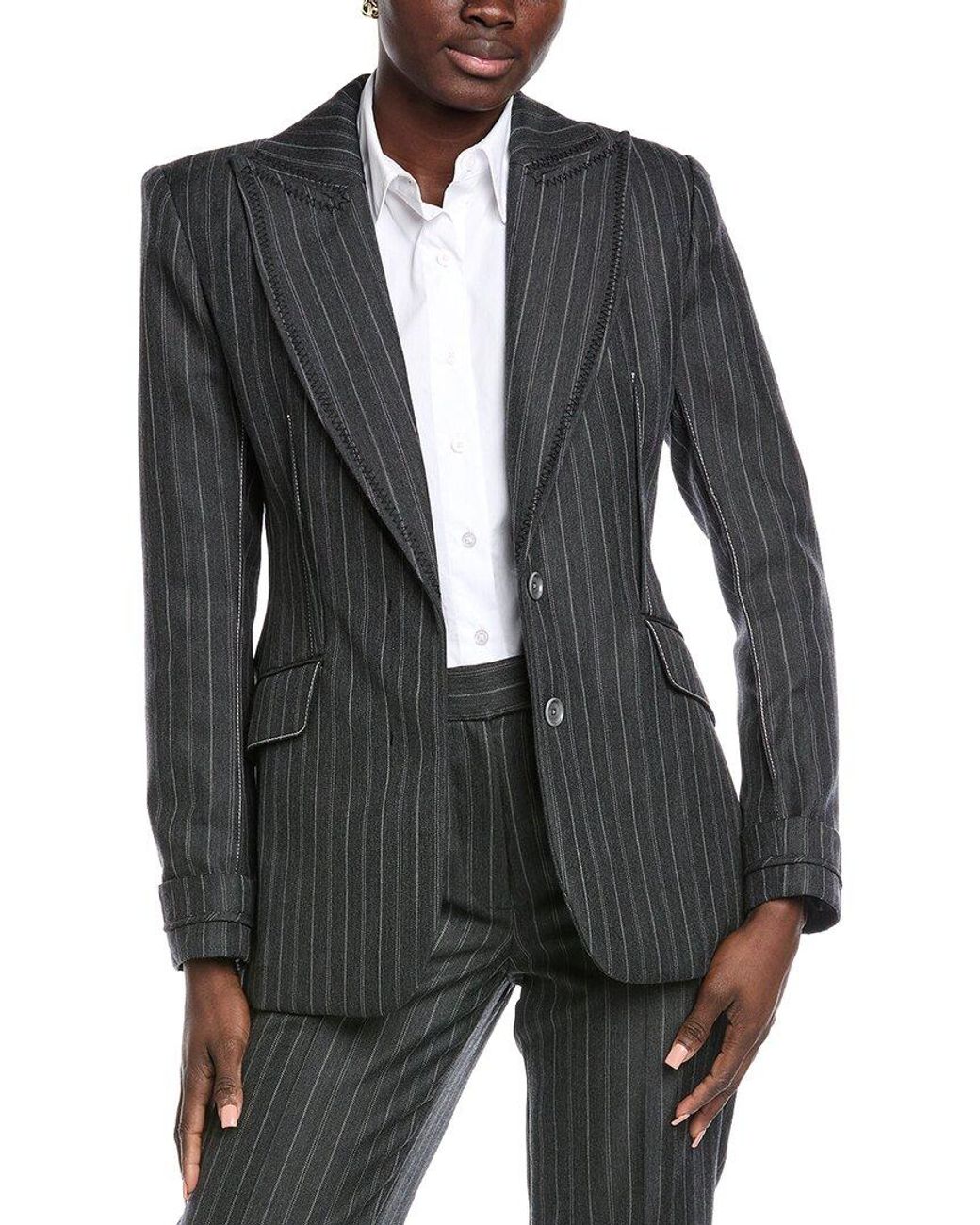 Jonathan Simkhai Black Gamela Single Breasted Wool-Blend Blazer